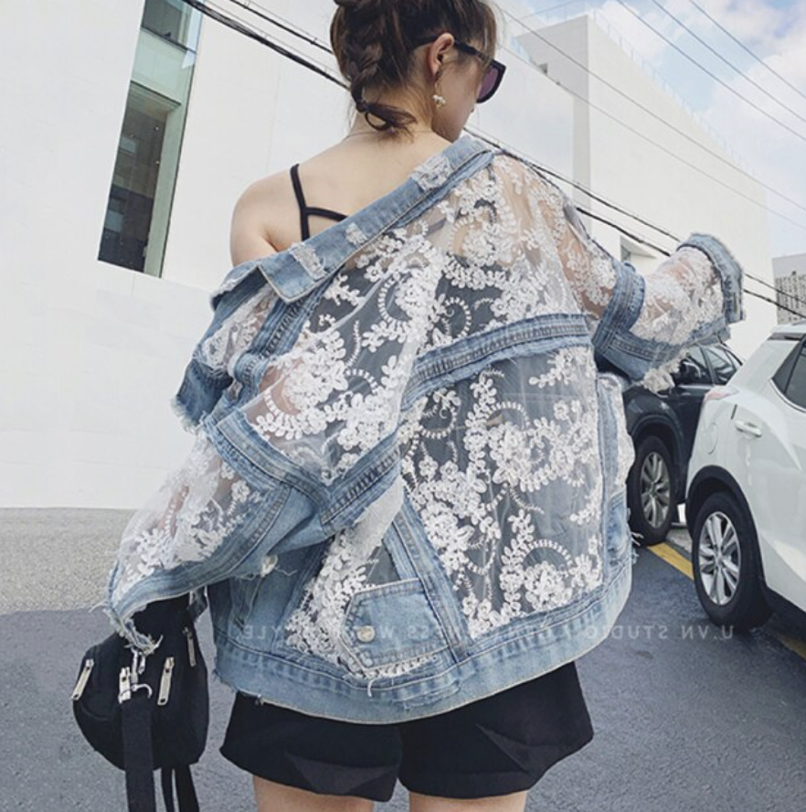 Flowery™️ - Veste en jean