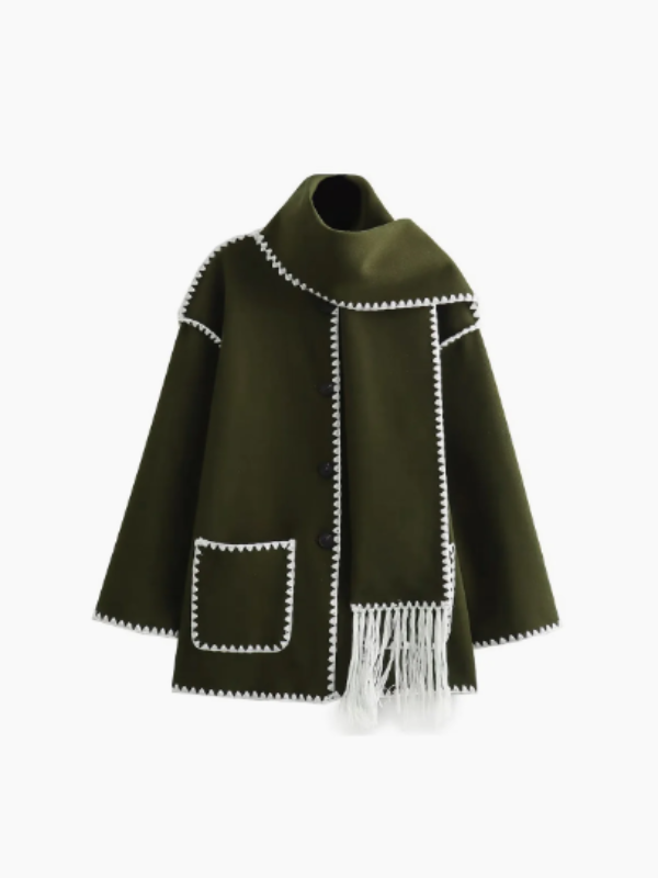 Natasha - manteau chaud avec écharpe à pompons