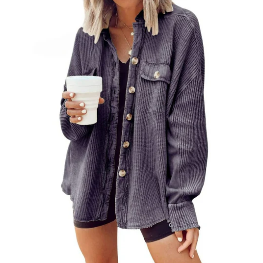 Trinité | veste en velours côtelé avec capuche irrégulière