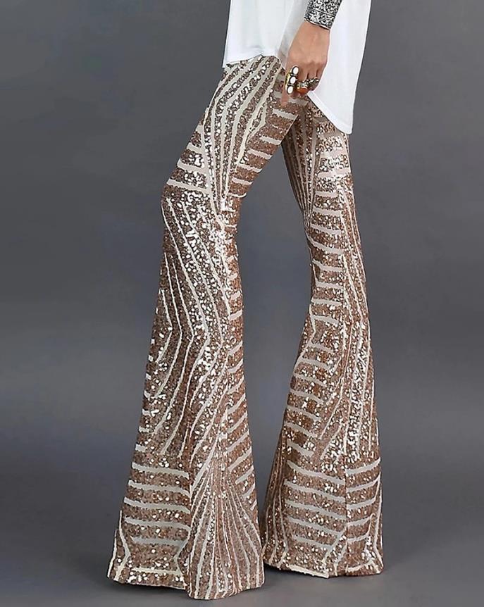 Pantalon évasé à paillettes