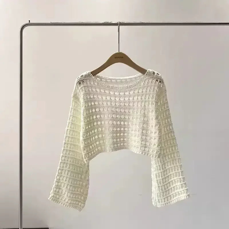 Norah- Haut long tricoté en crochet pour femmes