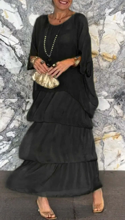 Sithi - Robe longue élégante à col en V