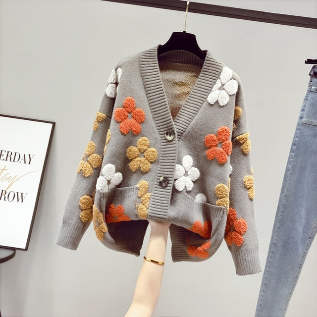 Iriana | Cardigan fleuri pour femme | Chaud