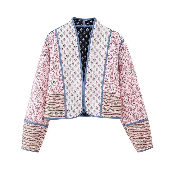 Vintage Patchwork Veste à fleurs pour femmes