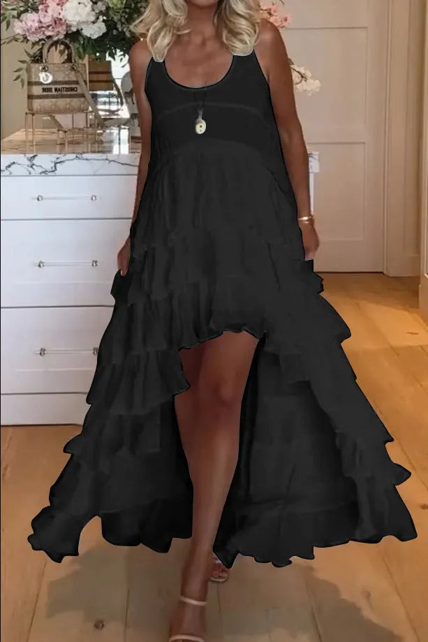 Tabitha - Jolie robe à volants pour femmes, courte devant et longue derrière