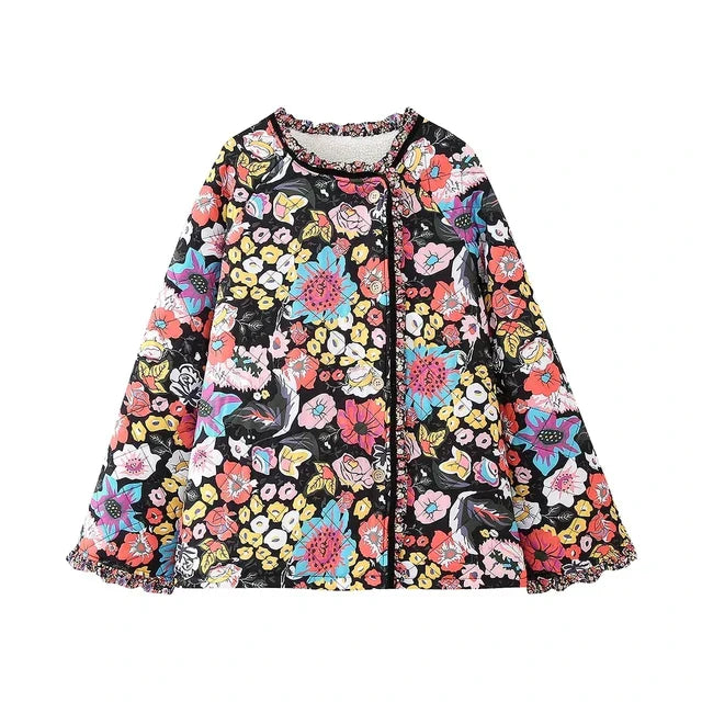 Veste doublée chic à motif floral pour femmes