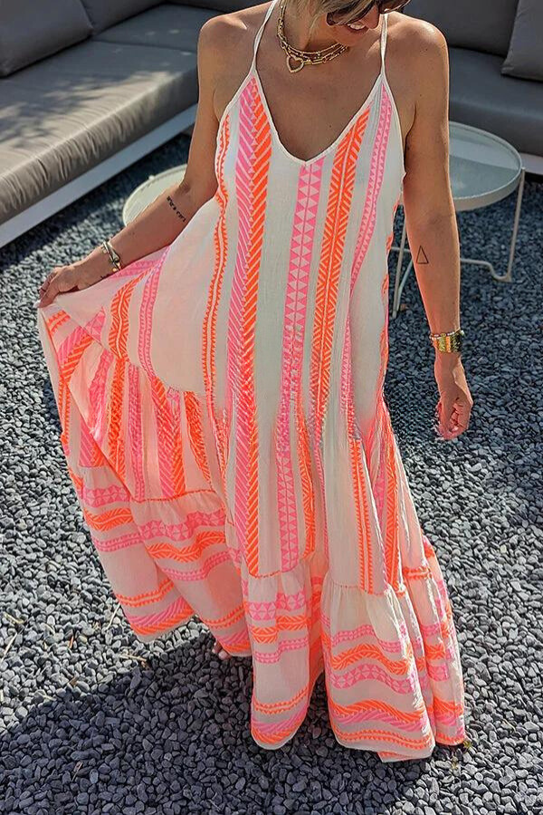 Kalea - Robe longue cami à imprimé ethnique