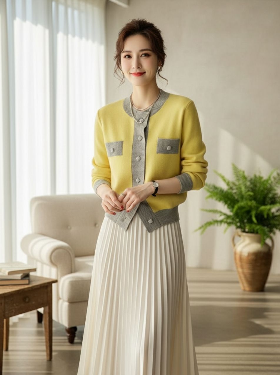 Verline | Cardigan Femme Rétro en Maille Patchwork Chic et Confort