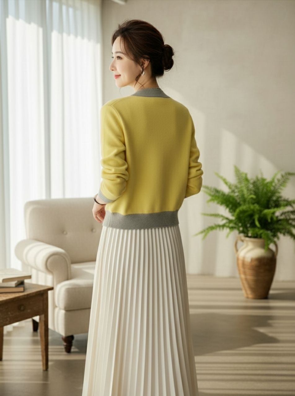 Verline | Cardigan Femme Rétro en Maille Patchwork Chic et Confort