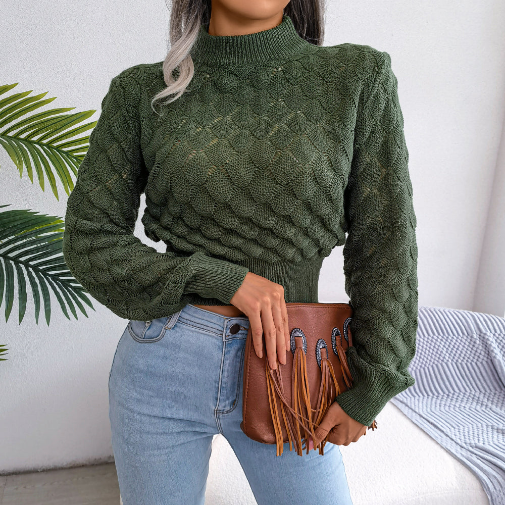 Top en maille à col roulé pour dames