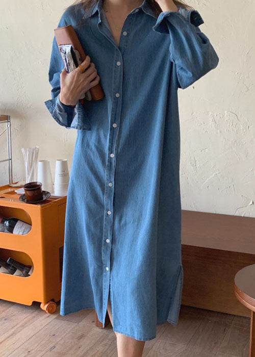 Yumira - Robe en denim patchwork avec collier