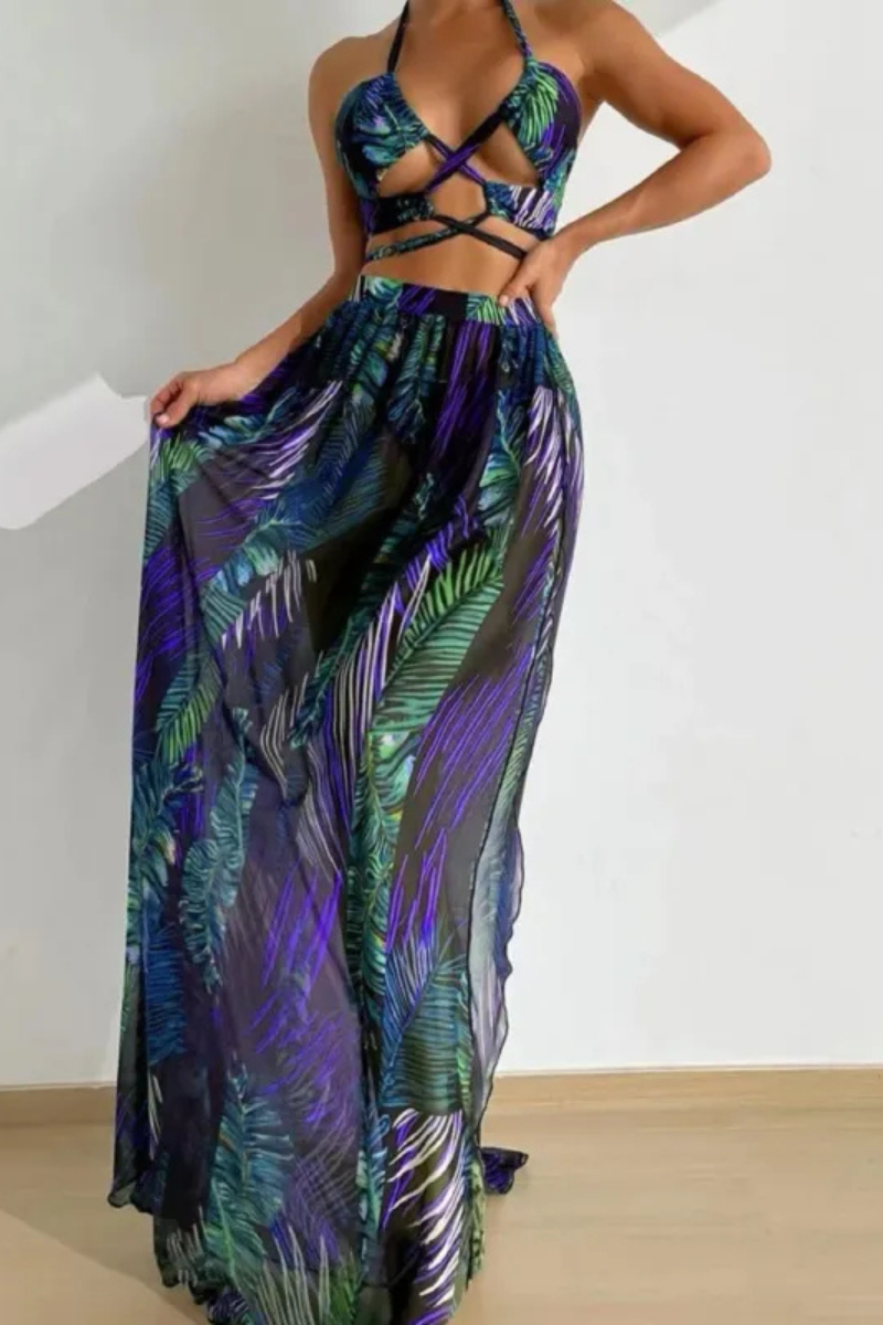 Zandria | Blouse Jupe en gaze Maillot de bain trois pièces