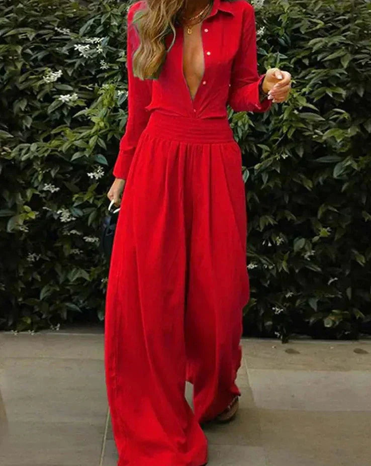Isabelle - Combinaison longue vintage avec taille élastique