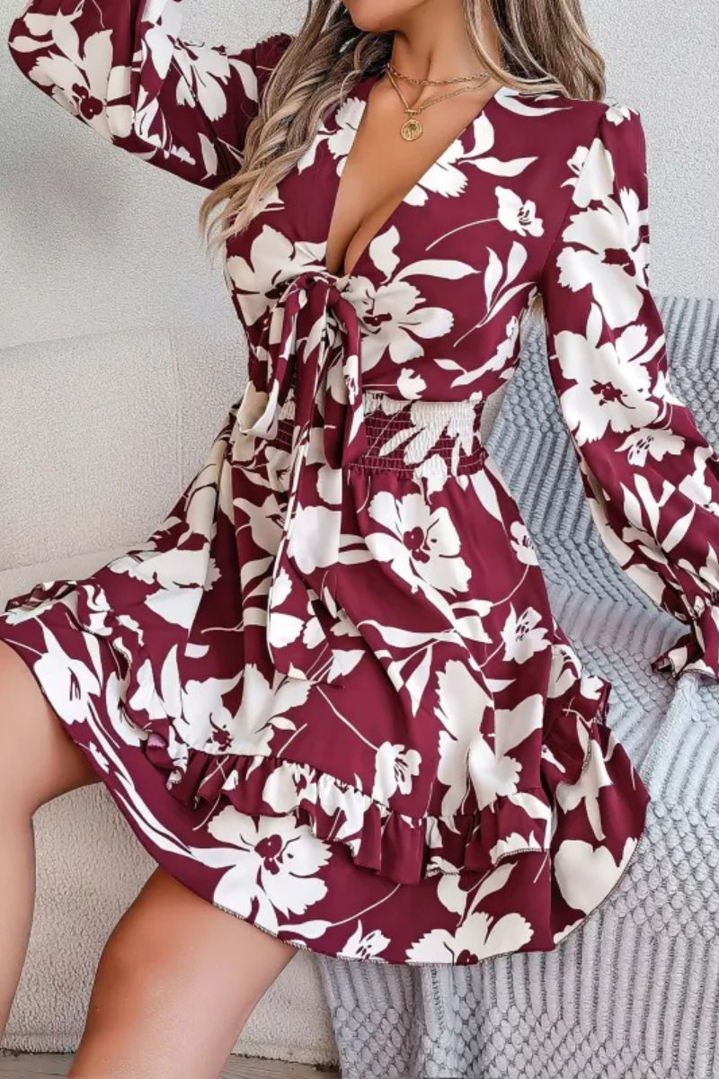 Zinnia | Ruffles Bowknot A-Line Short Dress