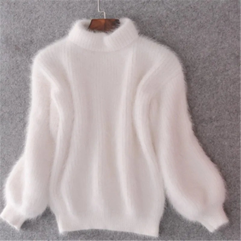 Brenda | Pull-over de style angora vintage : tricoté de manière lâche et unie.