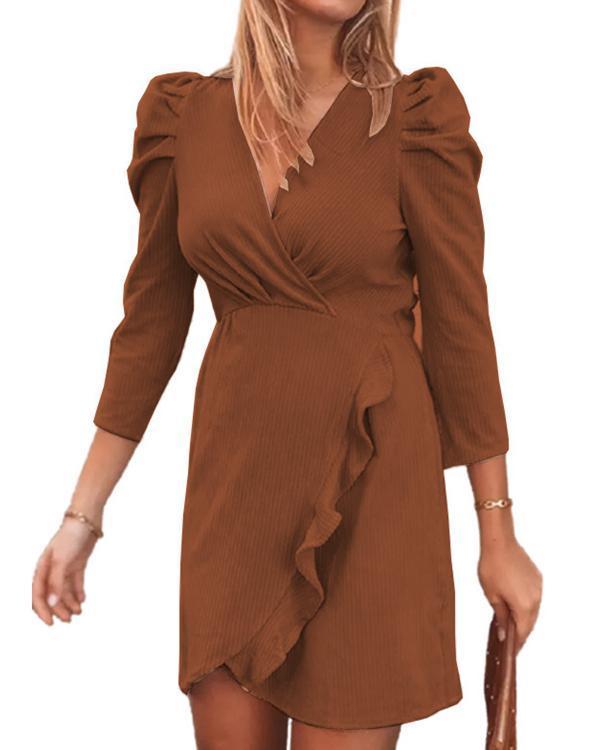 Aletta - Mini robe à manches bouffantes et encolure volantée