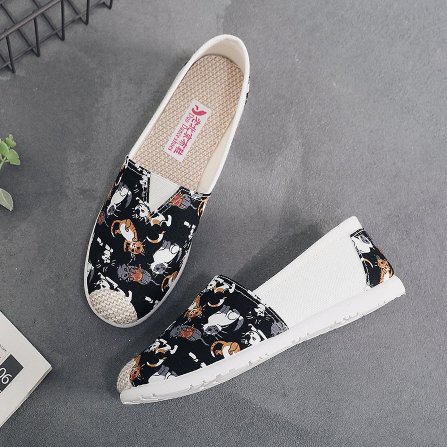 Loïs | Espadrilles plates en toile avec imprimé bohème