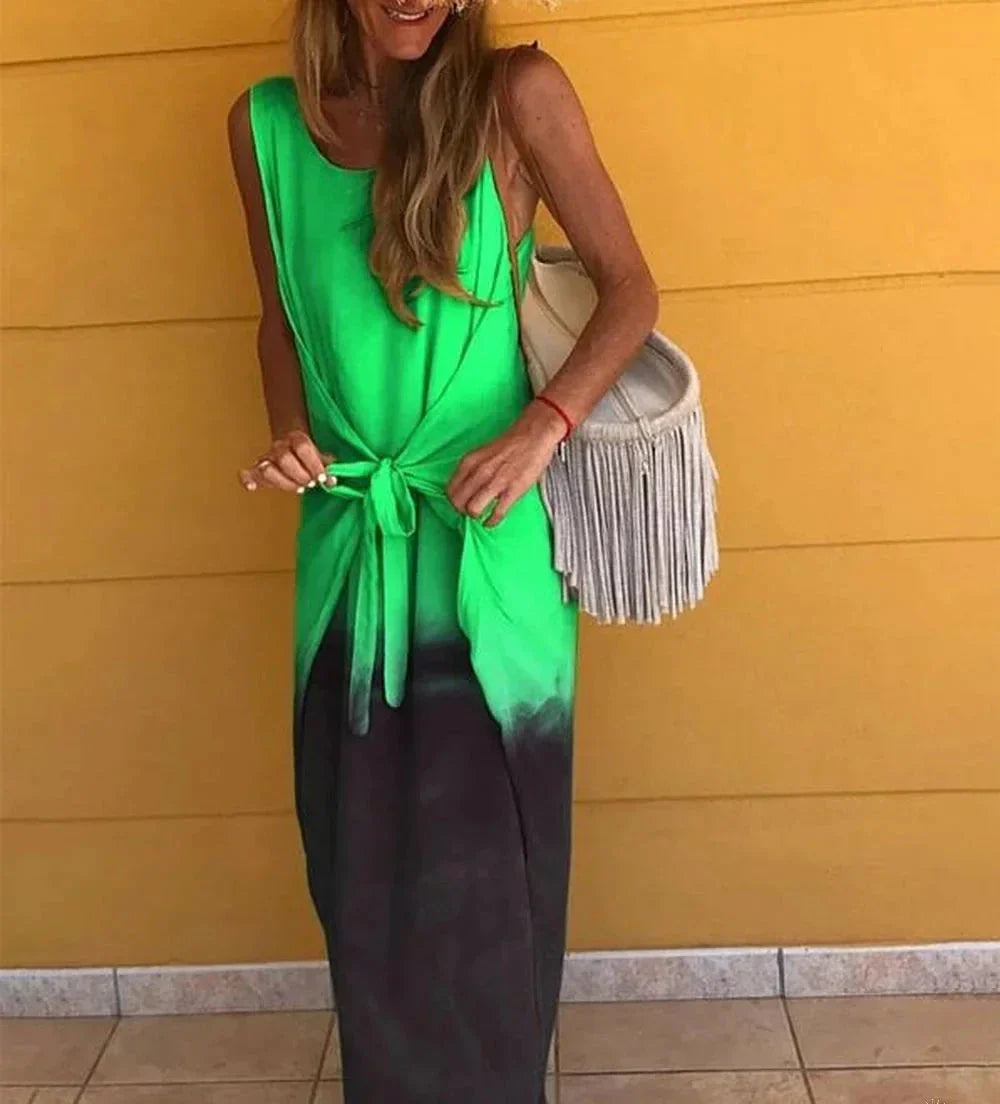 Robe élégante à deux tons sans manches