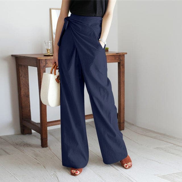 Elaine - Pantalon cache-cœur élégant à taille haute