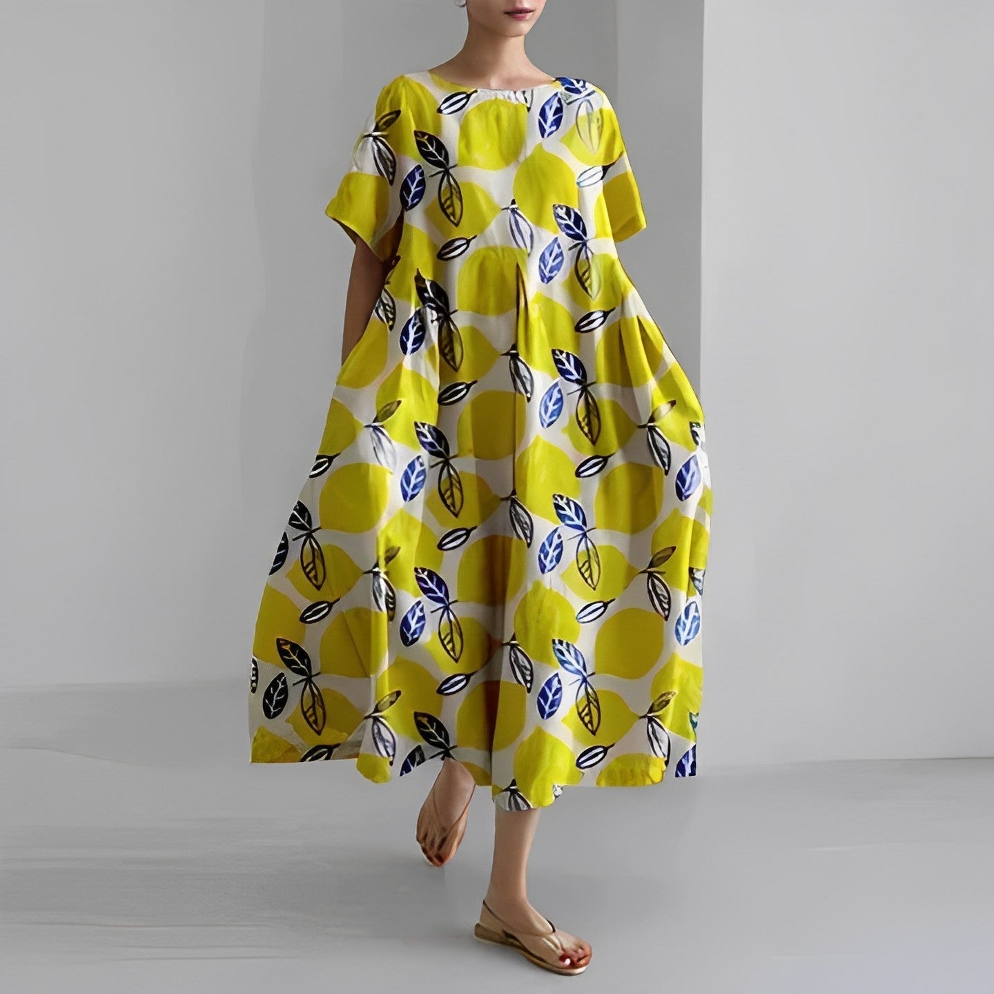 Robe boho avec imprimé floral jaune