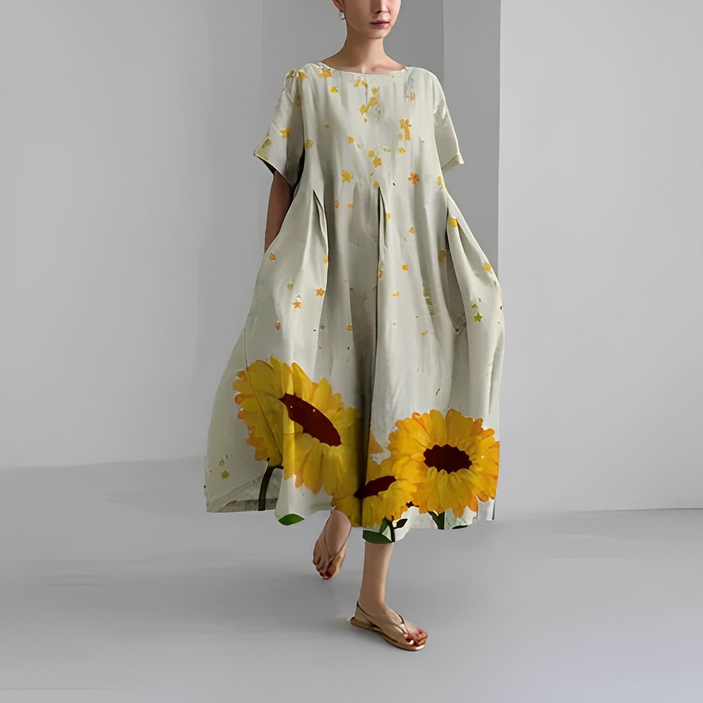 Robe bohème avec imprimé floral jaune