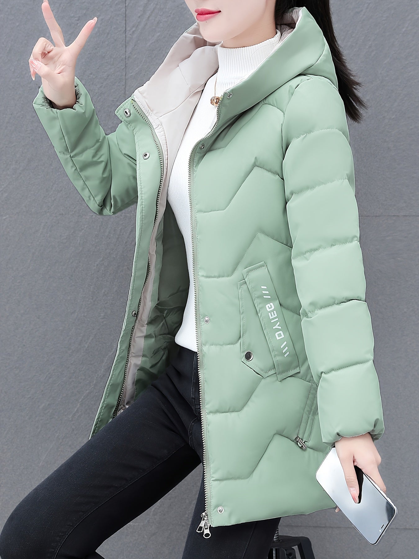 Veste tampon confortable de longueur moyenne pour femmes | Idéal pour l'automne/hiver