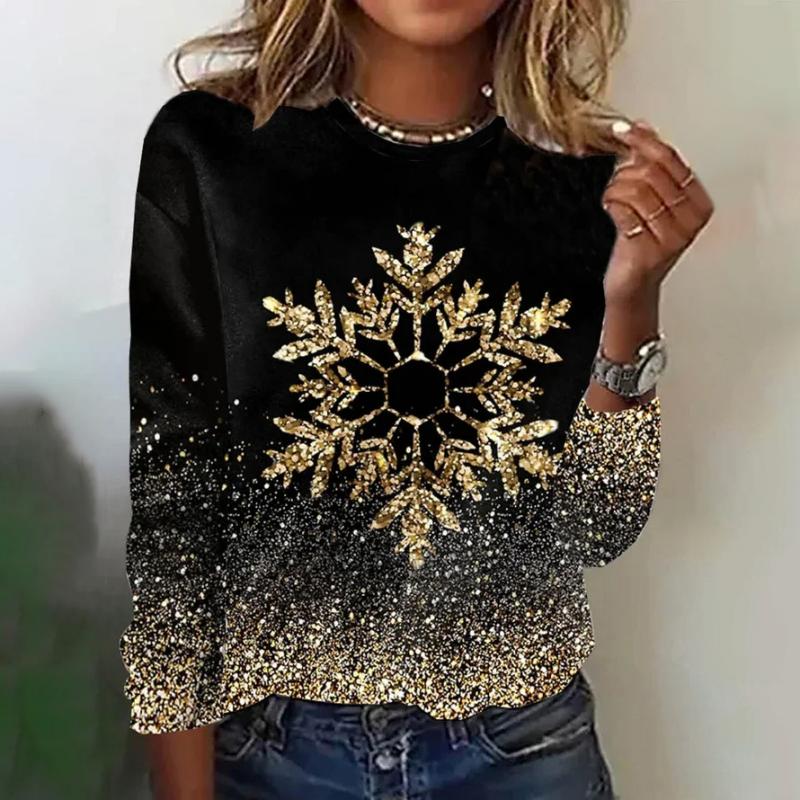 Top à manches longues pour femmes avec motif Sparkly Snowflake
