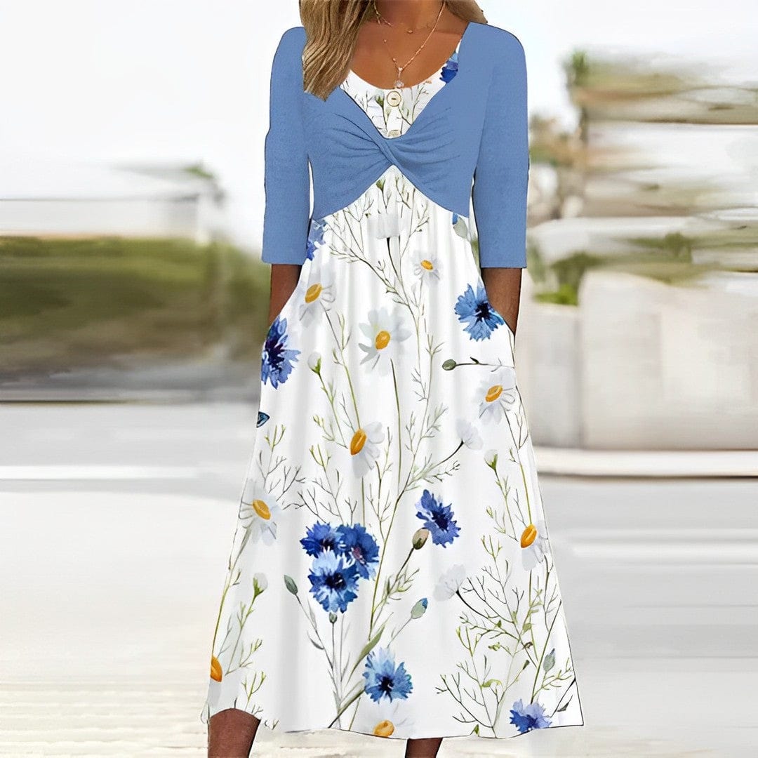 - Robe élégante à fleurs bleues