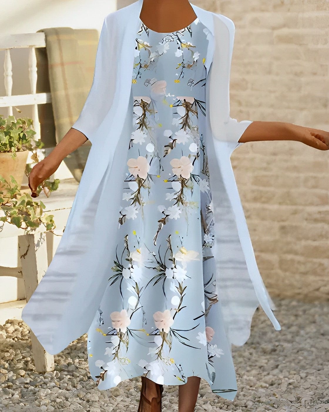 - Robe deux pièces bleu ciel pour femmes