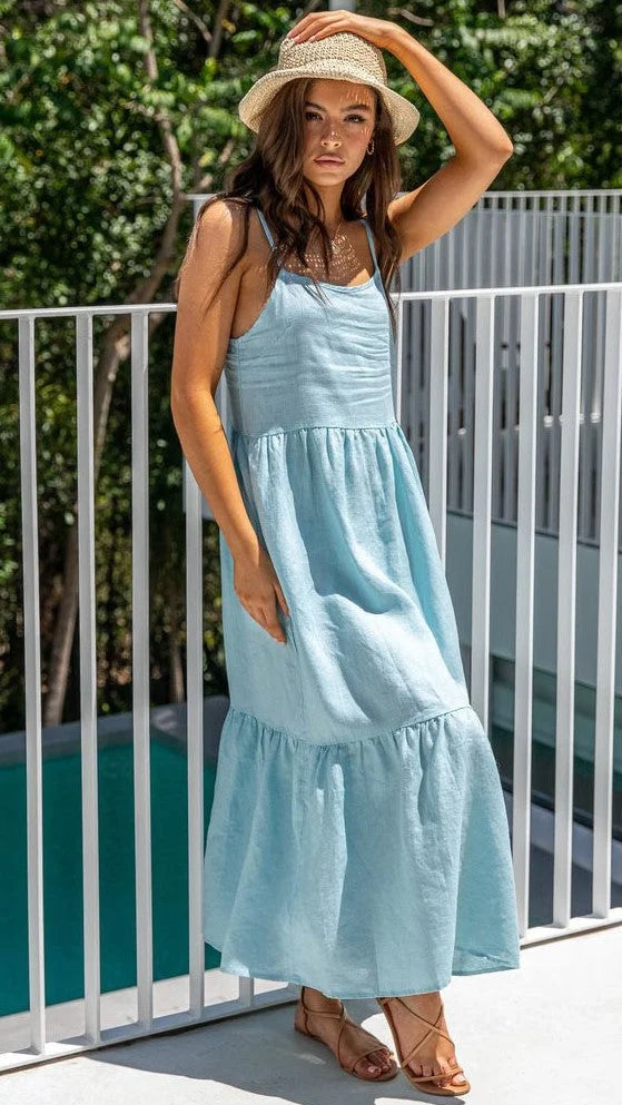 Morganna - Robe midi décontractée bleu clair