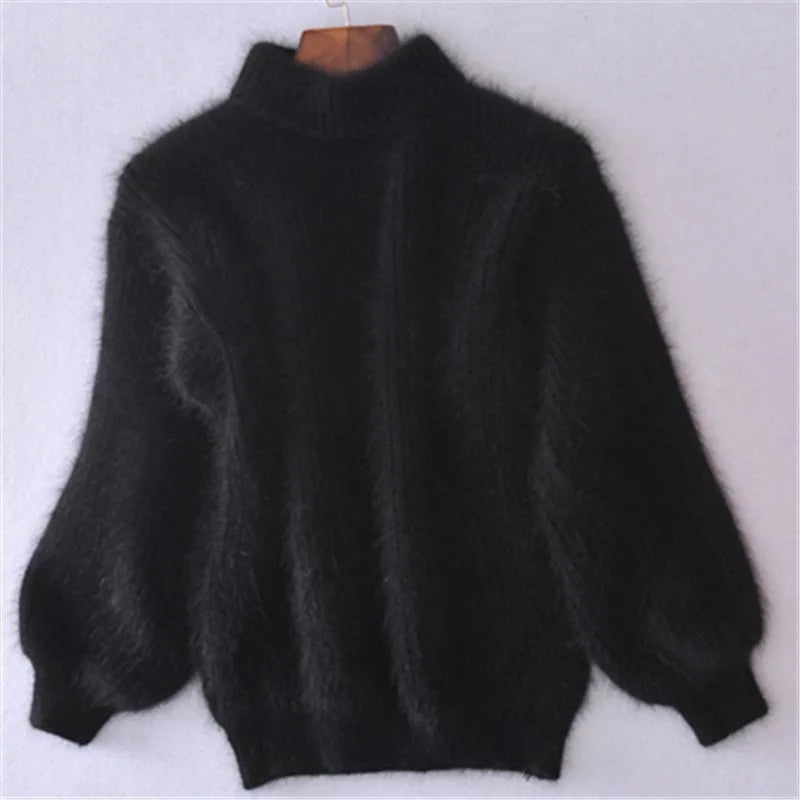 Brenda | Pull-over de style angora vintage : tricoté de manière lâche et unie.