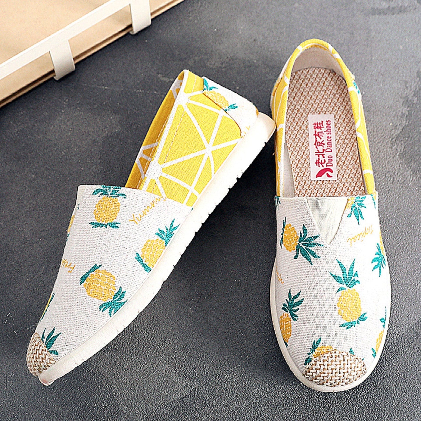 Loïs | Espadrilles plates en toile avec imprimé bohème