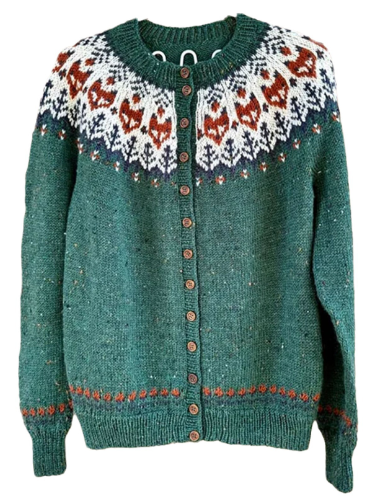 Cardigan vintage élégant avec motif hivernal pour les journées froides