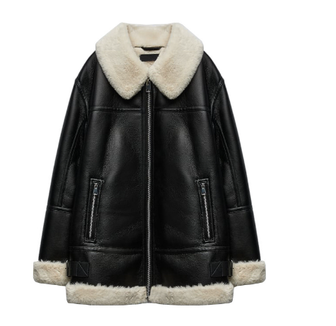 Amber - veste lisse avec détails en sherpa