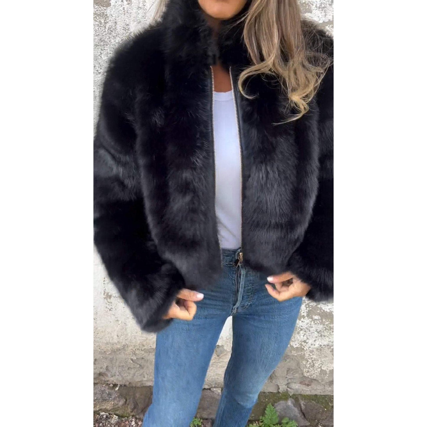 Clem | Veste PU Bond à col haut et fermeture éclair