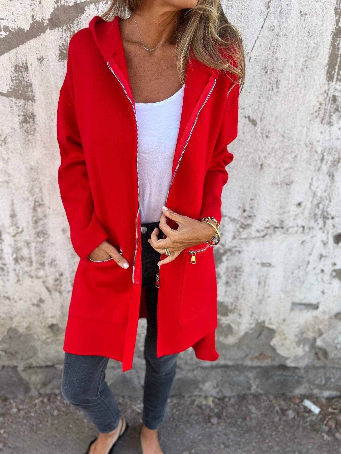 Malaine | Vest met rits lange mouw