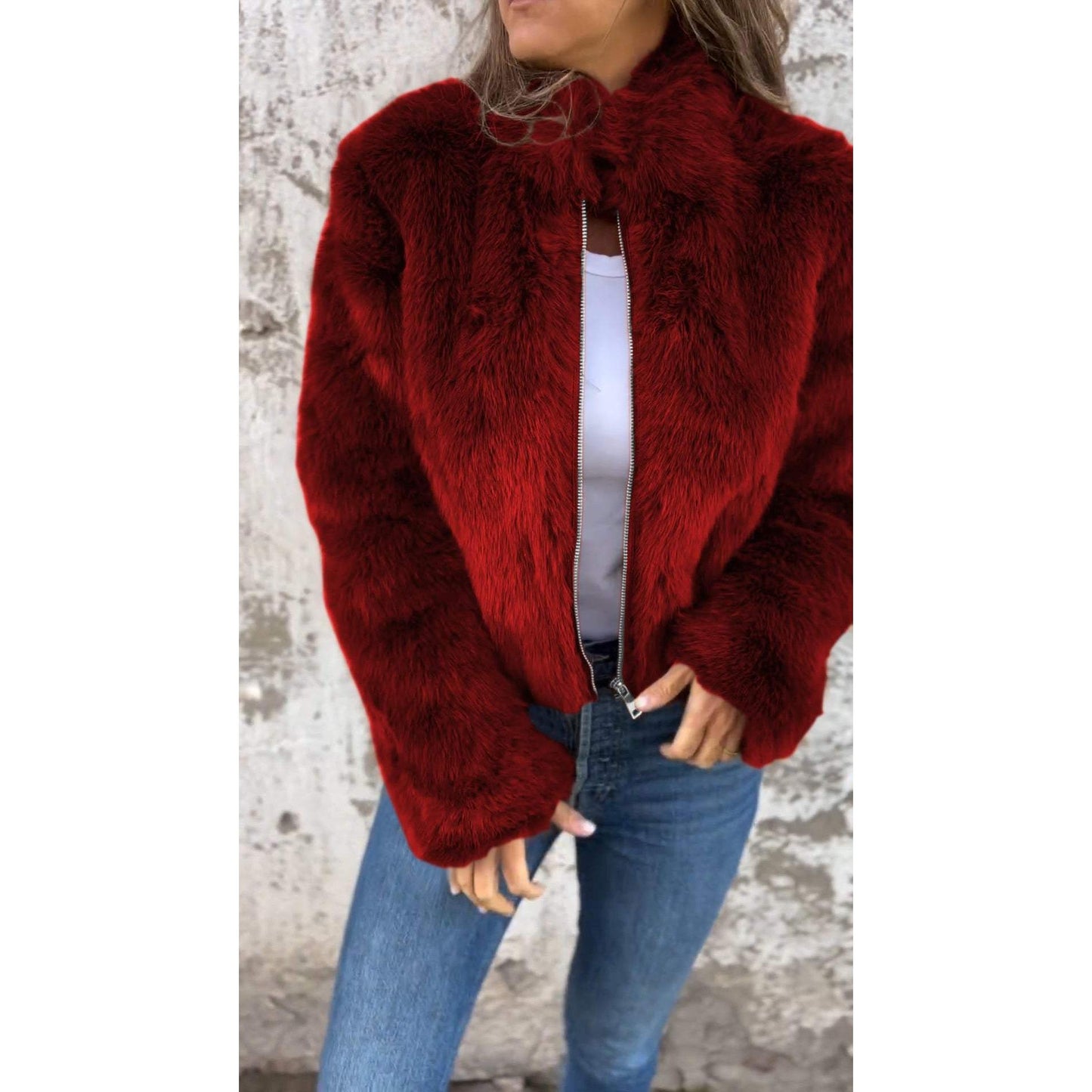 Clem | Veste PU Bond à col haut et fermeture éclair