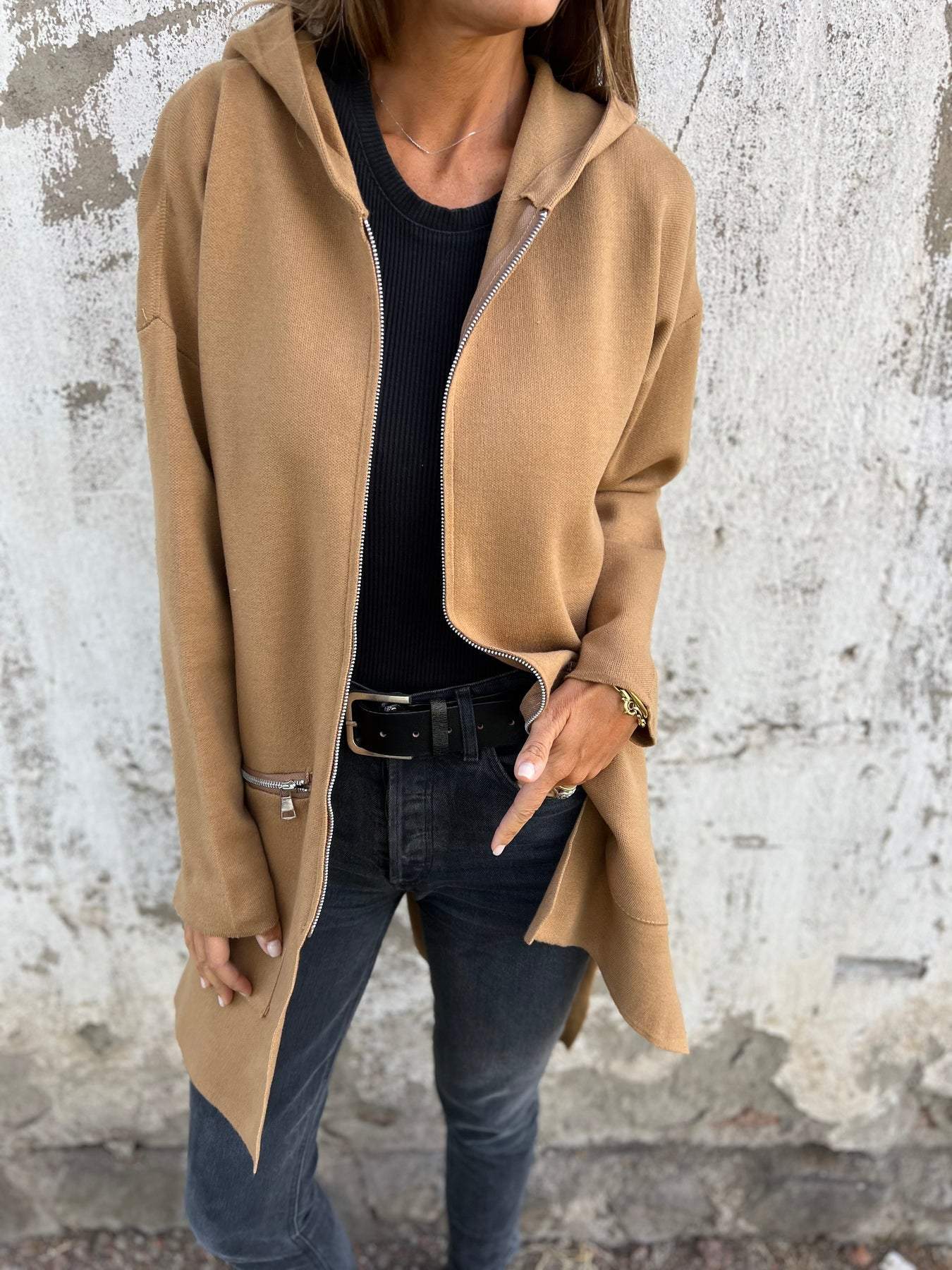 Malaine | Vest met rits lange mouw