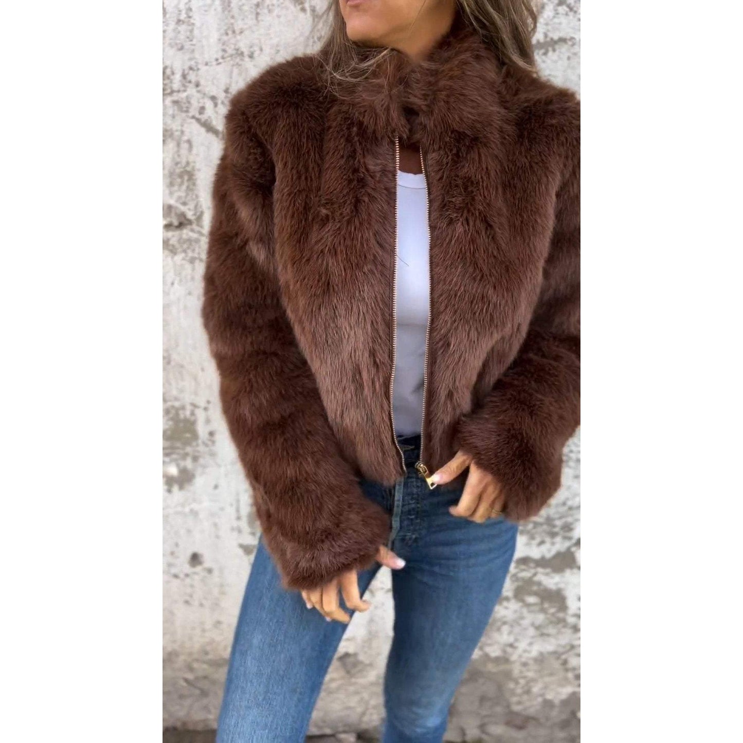 Clem | Veste PU Bond à col haut et fermeture éclair