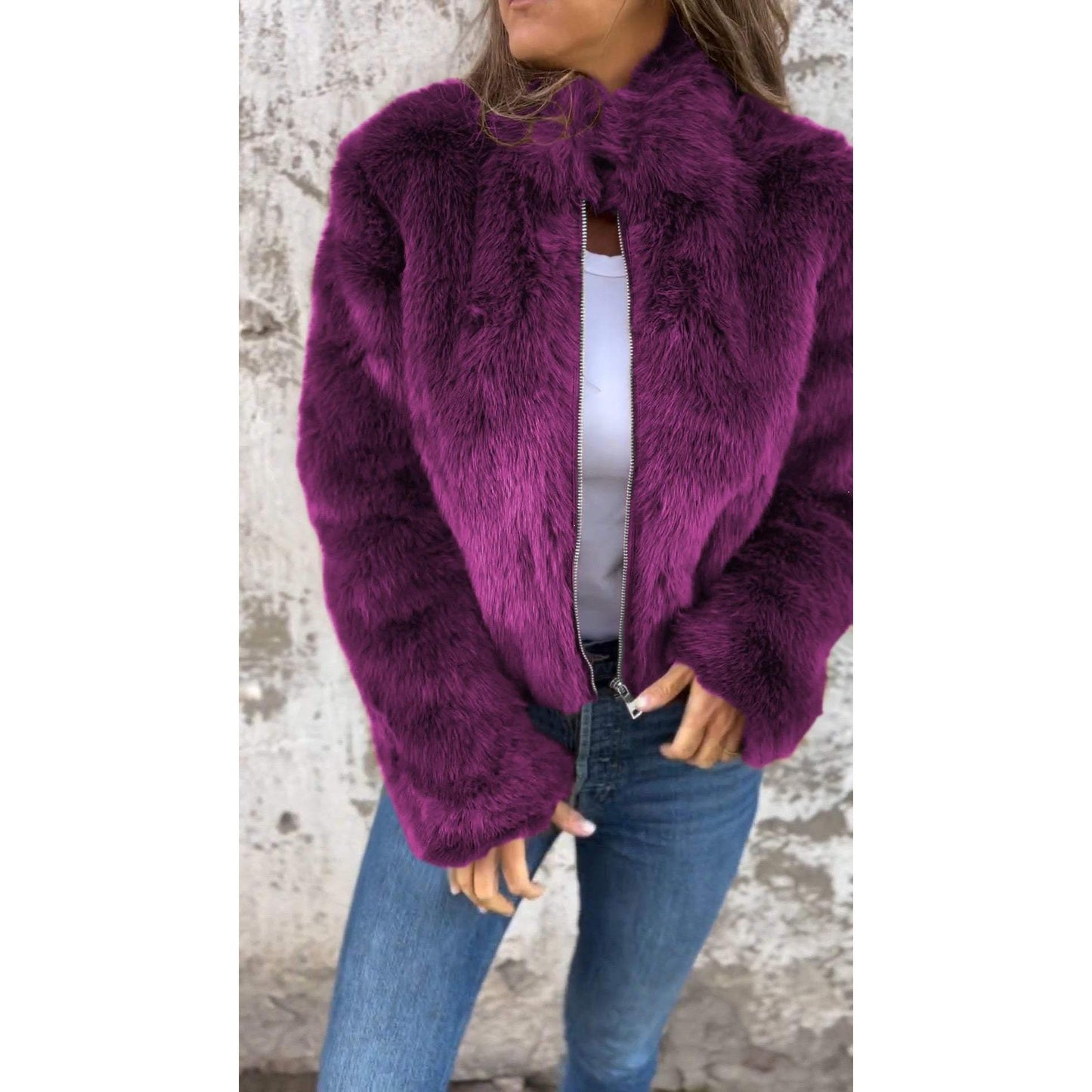 Clem | Veste PU Bond à col haut et fermeture éclair