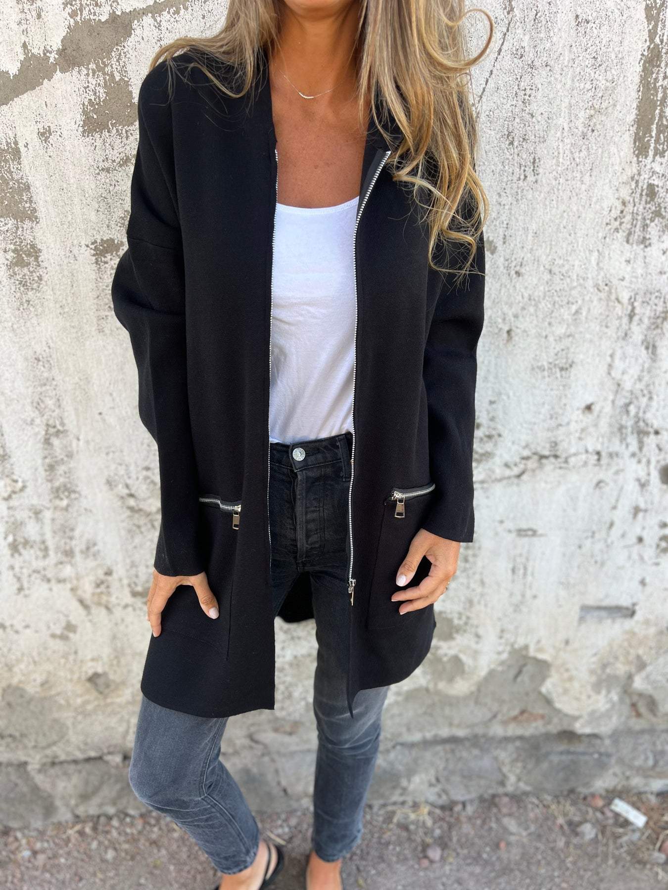 Malaine | Vest met rits lange mouw