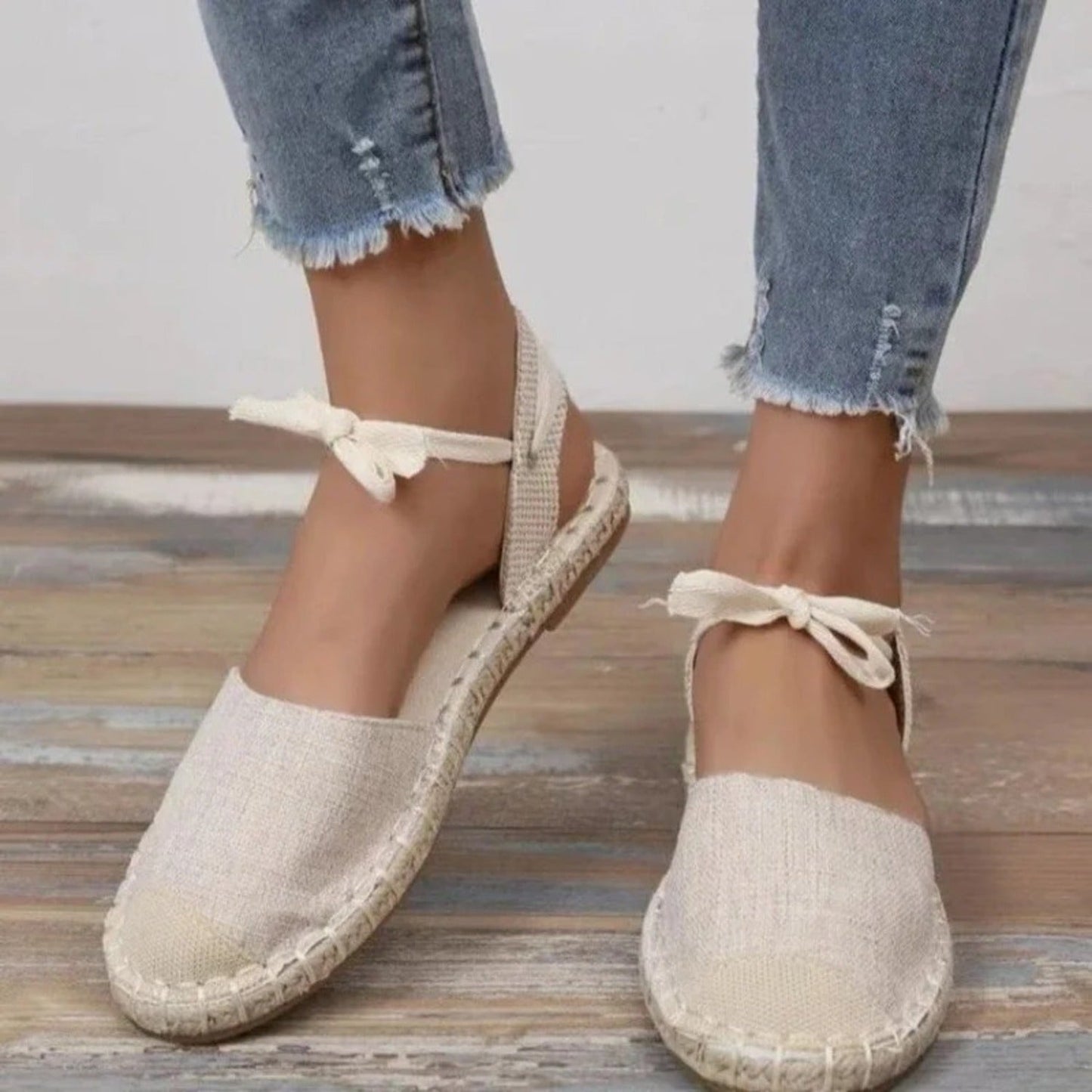 Lieke | Espadrilles en toile avec bride cheville