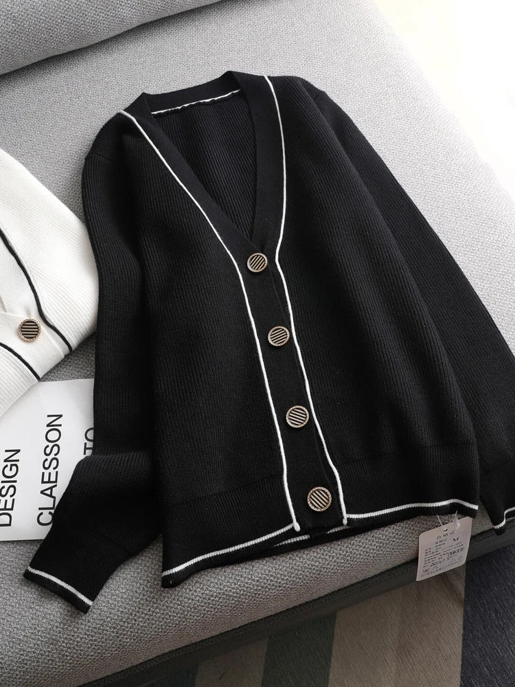 Natalia- Cardigan femme avec col en V pour l'automne et l'hiver