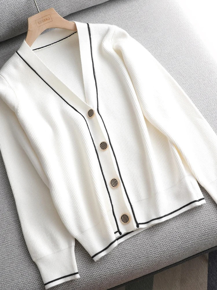 Natalia- Cardigan femme avec col en V pour l'automne et l'hiver