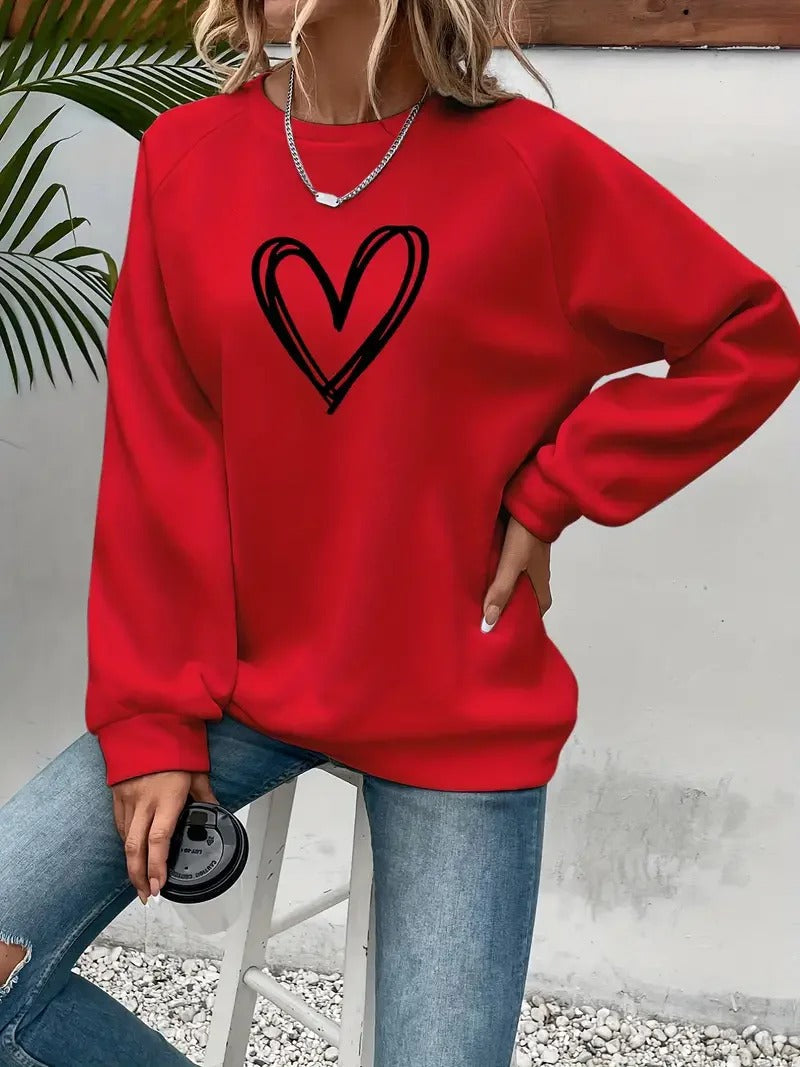 Jessica - Sweat surdimensionné avec motif cœur pour femme