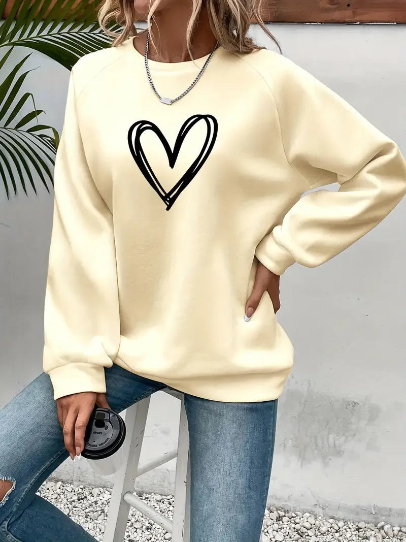 Jessica - Sweat surdimensionné avec motif cœur pour femme