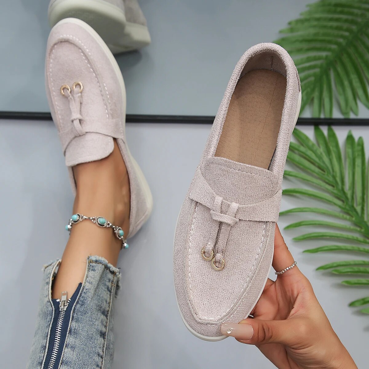 Mocassins plats décorés de cintres