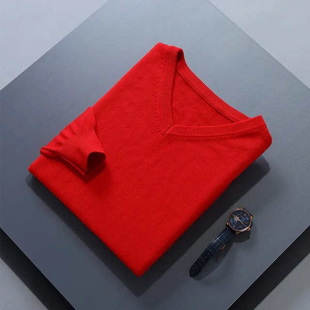 Yasper Sweater | Pull à col en V uni pour hommes