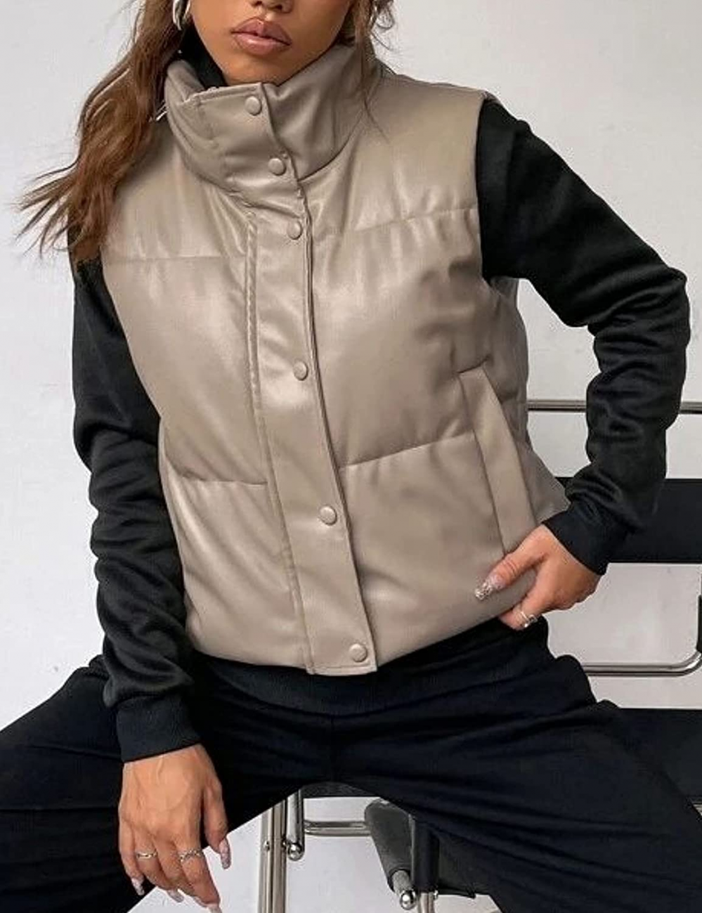 Bodywarmer en cuir Regine | Court et élégant