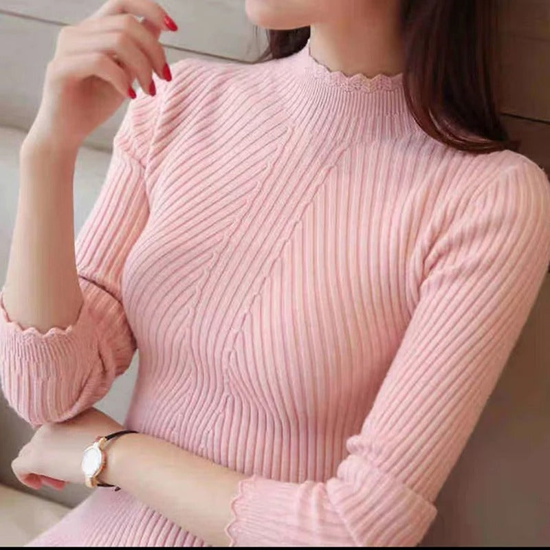 Nanci- sweat femme avec col haut et volants